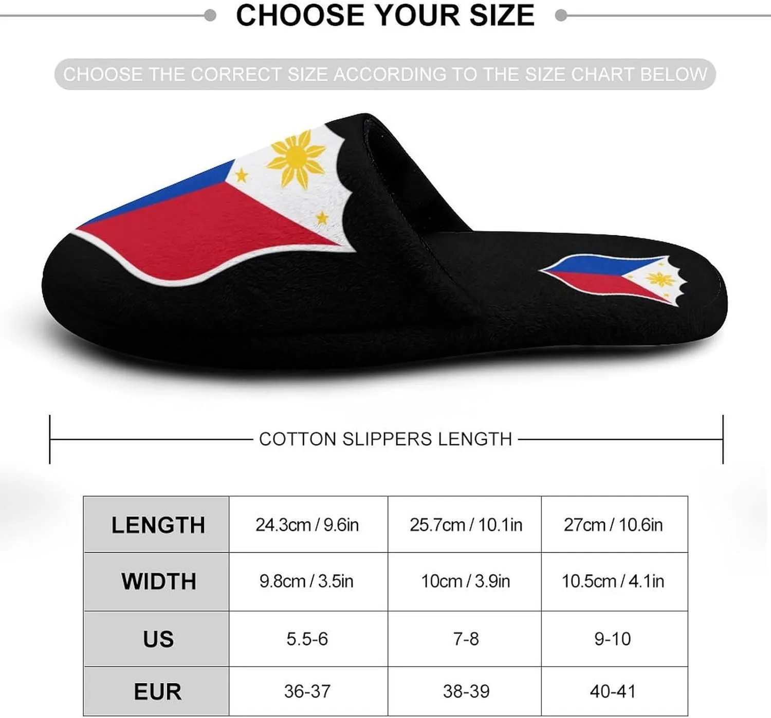 Philippine Flag Crest Flannel Slipper for Women House Warm Shoes Slip On Memory Foam for Indoor Outdoor