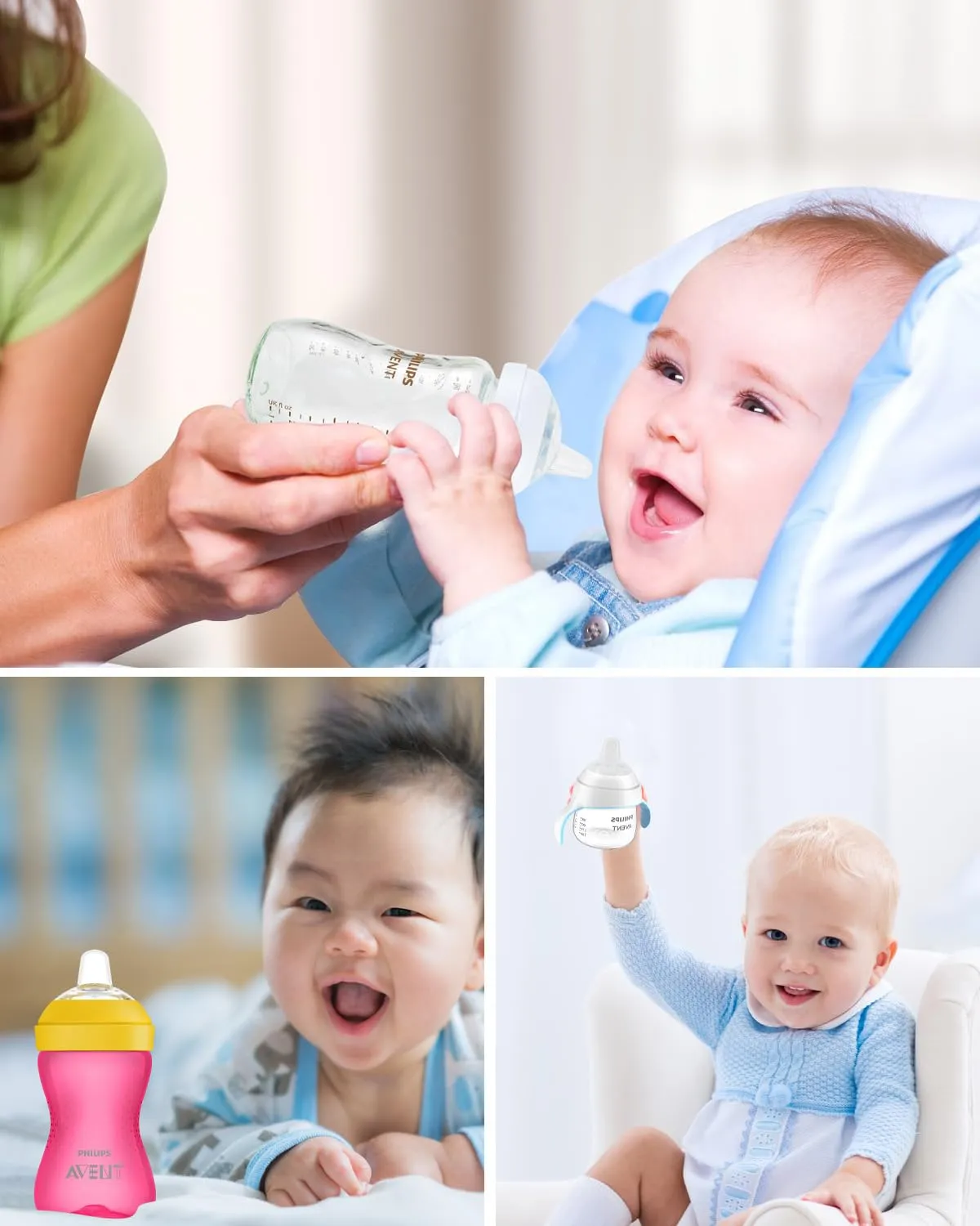 Philips Avent Natural Silicone Sippy Spouts, Grippy and Trainer Cups, 6m  - 6 Pack