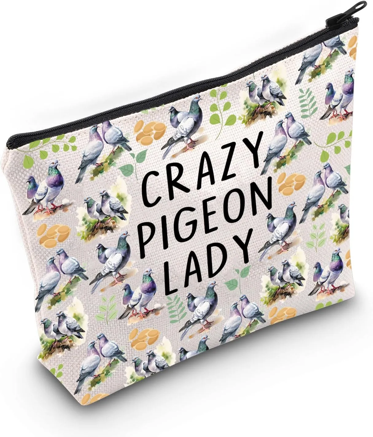 PLITI Pigeon Gifts Pigeon Themed Gifts Pigeon Lover Gift Crazy Pigeon Lady Makeup Bag For Bird Lover Zipper Pouch (crazy pigeon bag)