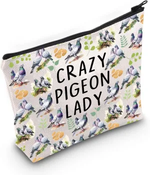 PLITI Pigeon Gifts Pigeon Themed Gifts Pigeon Lover Gift Crazy Pigeon Lady Makeup Bag For Bird Lover Zipper Pouch (crazy pigeon bag)