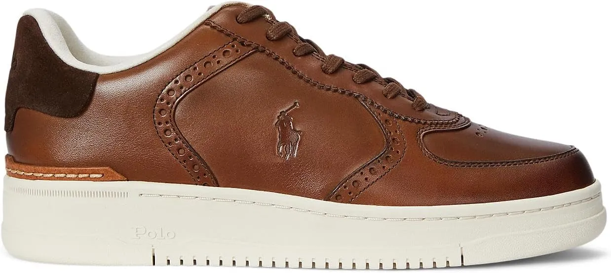 POLO RALPH LAUREN Men's Brogue Masters Court Burnished Leather Sneaker