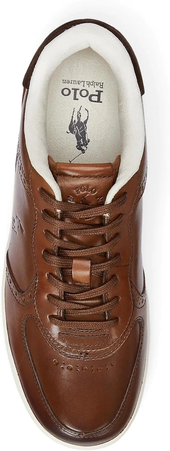POLO RALPH LAUREN Men's Brogue Masters Court Burnished Leather Sneaker