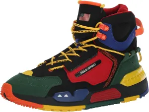 Polo Ralph Lauren Men's PS200 Color-Blocked High-Top Sneaker, Black Multi, 9.5