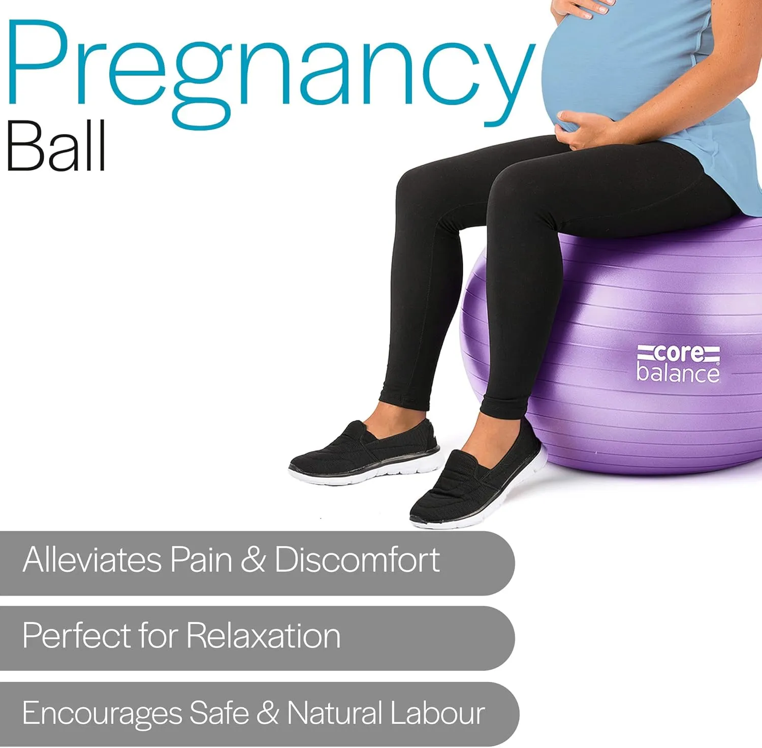 Pregnancy Ball with Air Pump - Ideal for Prenatal Yoga, Pilates, and Maternity Exercises, Doubles as Office Chair, Stability and Balance Training, Physical Therapy Equipment (22-33")