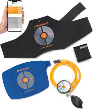 Pressure Biofeedback Device for Home Use - For Core Strength Training & Lower Back Support System with Lumbar Air Pillow, Waist Belt, & Carrying Bag