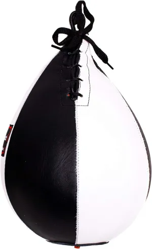 Pro Impact Genuine Leather Speed Bag – Pear Shaped Hanging Ball for Boxing, MMA & Muay Thai – Training Equipment for Doorway Hanging or Ceiling – Boxer Accuracy Workout, Drills & Exercise – Trainer