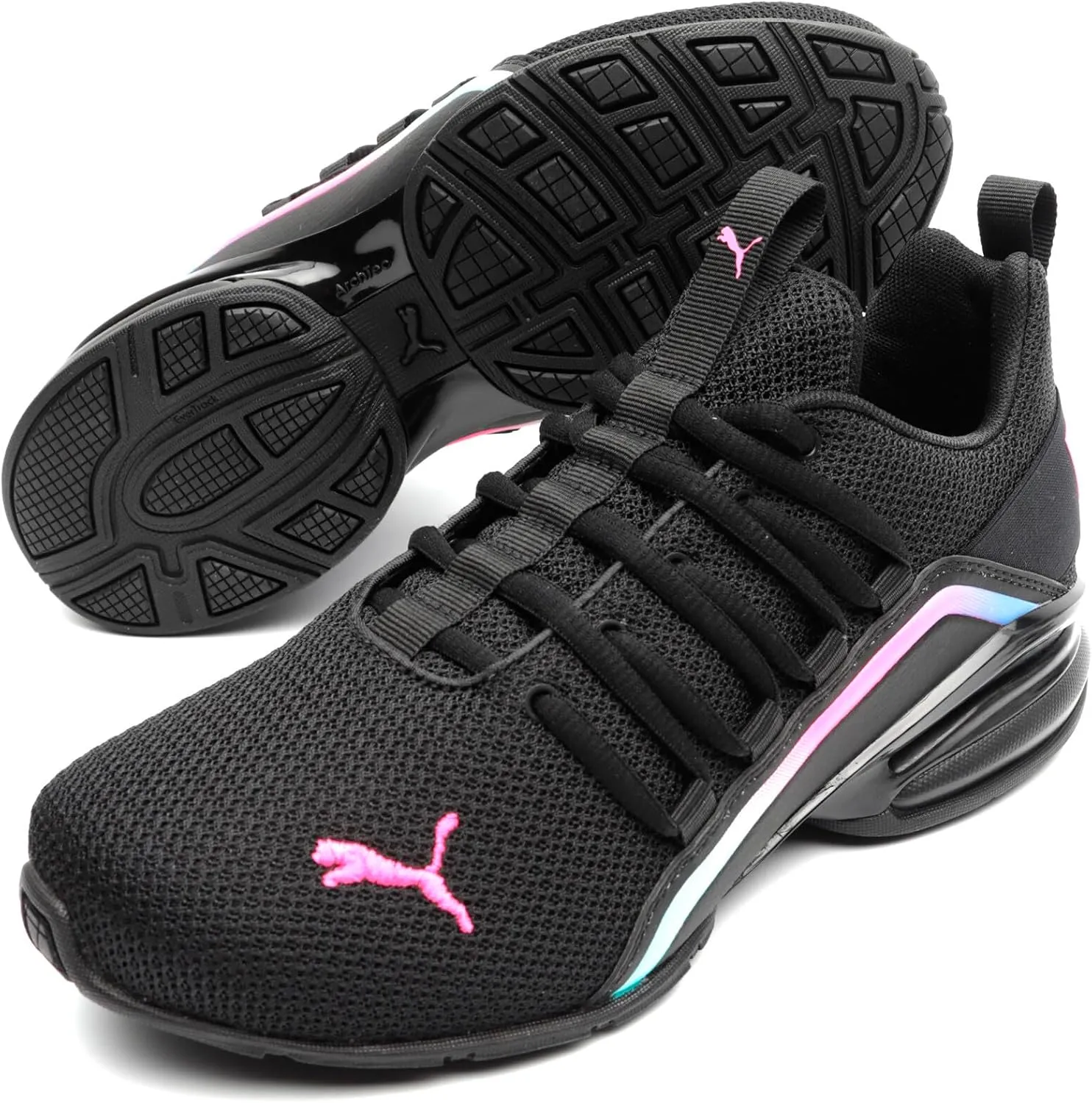 PUMA Women's Axelion Cross Training Shoes, Black-Rose Gold, 8