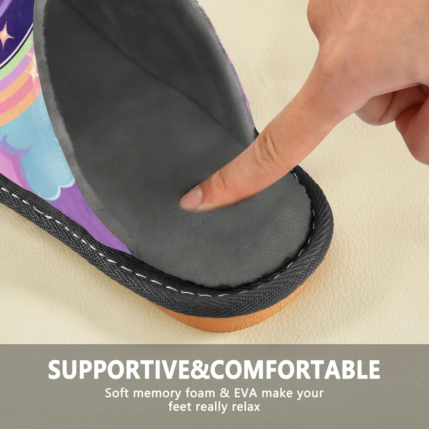 Purple Unicorn House Slippers, Non Slip Slippers for Women Men Warm Slippers House Shoes Indoor Outdoor Slippers