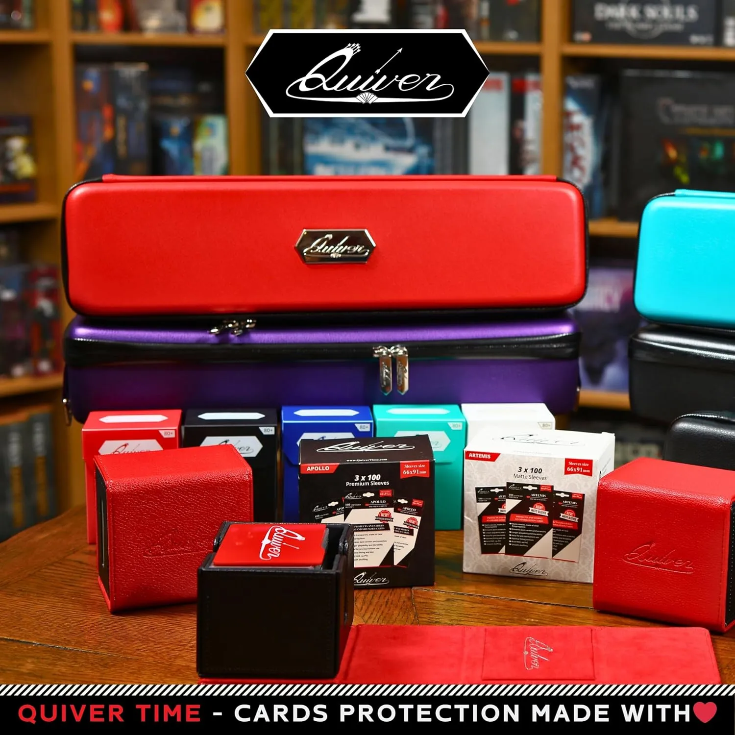 Quiver Time 200 Artemis Standard Size Black Card Sleeves fits Magic: The Gathering Cards - Single Matte TCG Card Protectors Deck Sleeves for Cards for Double Sleeving (66x93mm)