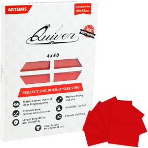 Quiver Time 200 Artemis Standard Size Red Card Sleeves fits Magic: The Gathering Cards - Single Matte TCG Card Protectors Deck Sleeves for Cards for Double Sleeving (66x93mm)