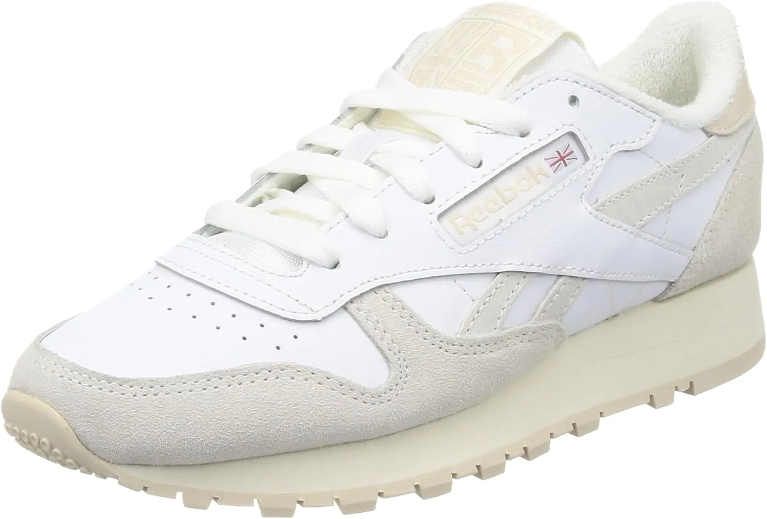 Reebok Unisex's Classic Leather Sneaker, Ftwr White Chalk Stucco, 4.5 US Women/4.5 US Men