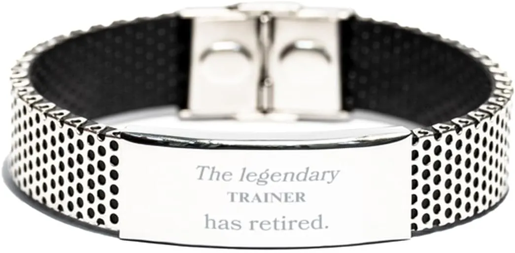 Retirement Trainer Gifts, The legendary Trainer has retired, Appreciation Birthday Stainless Steel Bracelet for Trainer, Men, Women, Friends, Coworkers