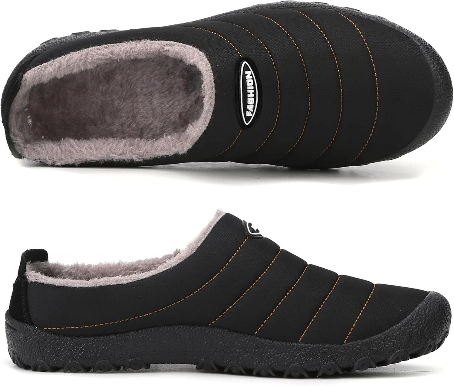 Rojeam Mens Womens Winter Warm Slippers Fur Lined House Shoes Non-Slip for Indoor Outdoor