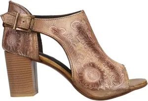 ROPER Womens Mika Floral Embossed Peep Toe Shootie Pumps Dress Casual Casual Mid Heel 2-3" - Brown