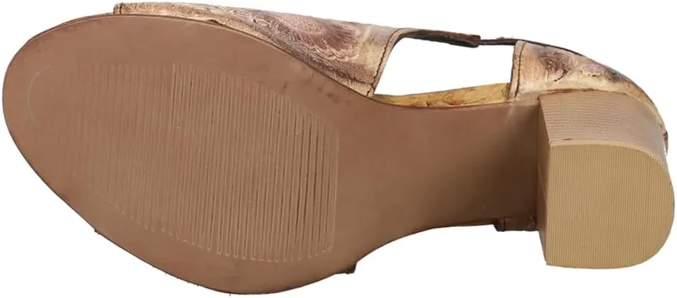 ROPER Womens Mika Floral Embossed Peep Toe Shootie Pumps Dress Casual Casual Mid Heel 2-3" - Brown