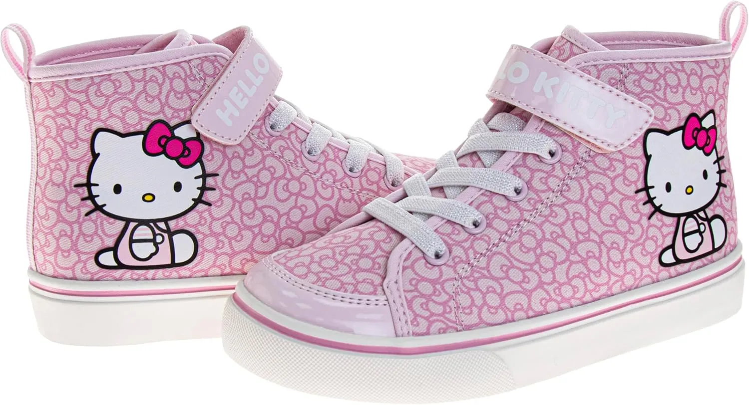 Sanrio Hello Kitty High Top Sneakers for Girls - Kids Sneaker Ankle Hightops Lightweight Athletic Breathable Casual Shoes