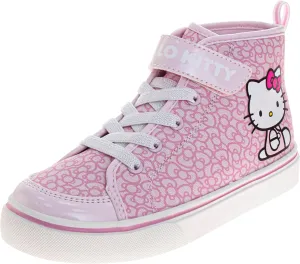 Sanrio Hello Kitty High Top Sneakers for Girls - Kids Sneaker Ankle Hightops Lightweight Athletic Breathable Casual Shoes