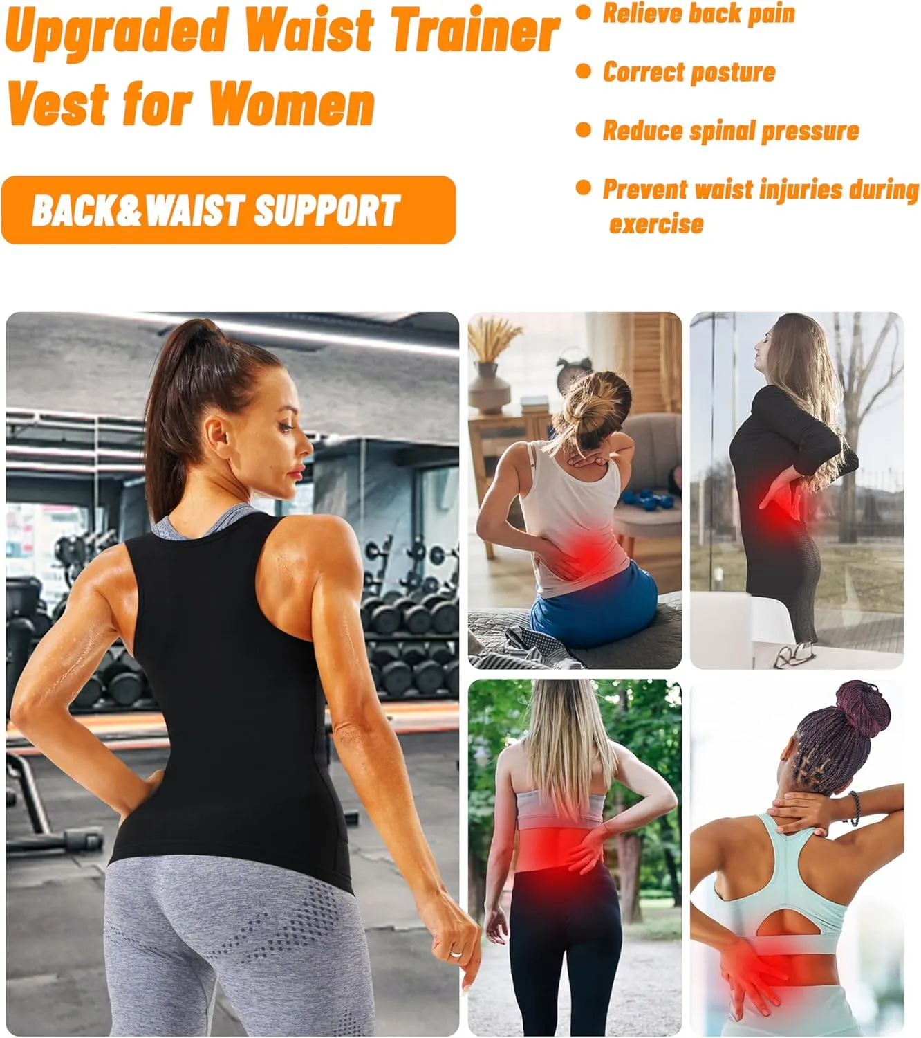 Sauna Vest for Women Sauna Waist Trainer Vest Workout Sweat Vest with Zipper Heat Trapping Sauna Suits