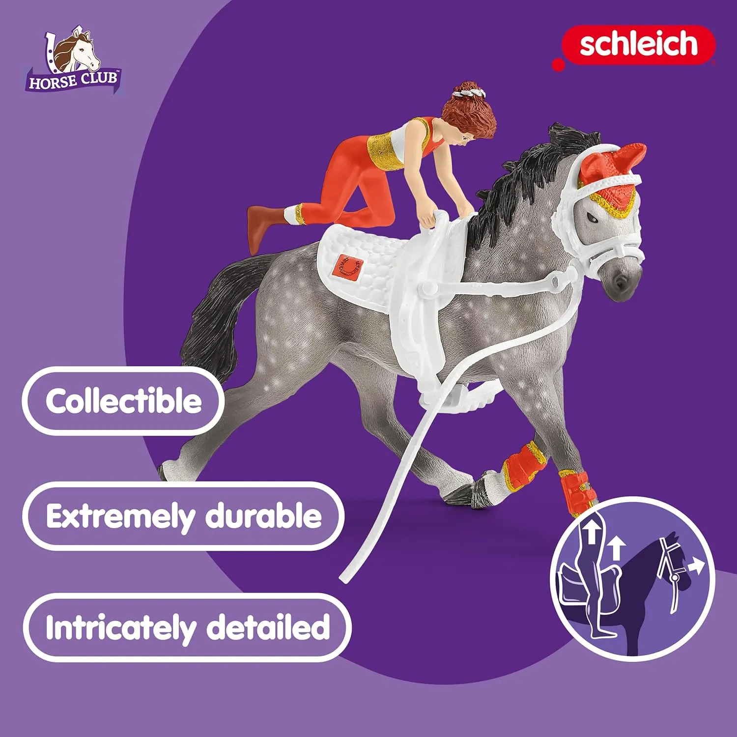 Schleich Horse Club — Mia's Vaulting Set, 18 Piece Horse Play Set with Rider, Horse, and Trainer, Horse Toys for Girls and Boys Ages 5-12