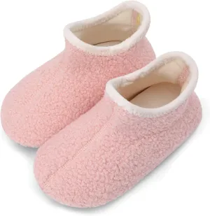 Scurtain Unisex Big Kids Little Kids Slippers Socks Artificial Woolen Slippers with Non-slip Rubber Sole for Big Boys Girls Little Boys Girls