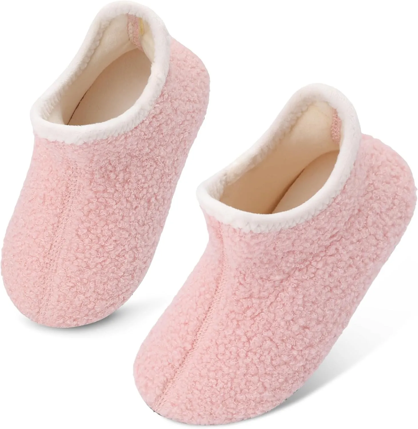 Scurtain Unisex Big Kids Little Kids Slippers Socks Artificial Woolen Slippers with Non-slip Rubber Sole for Big Boys Girls Little Boys Girls