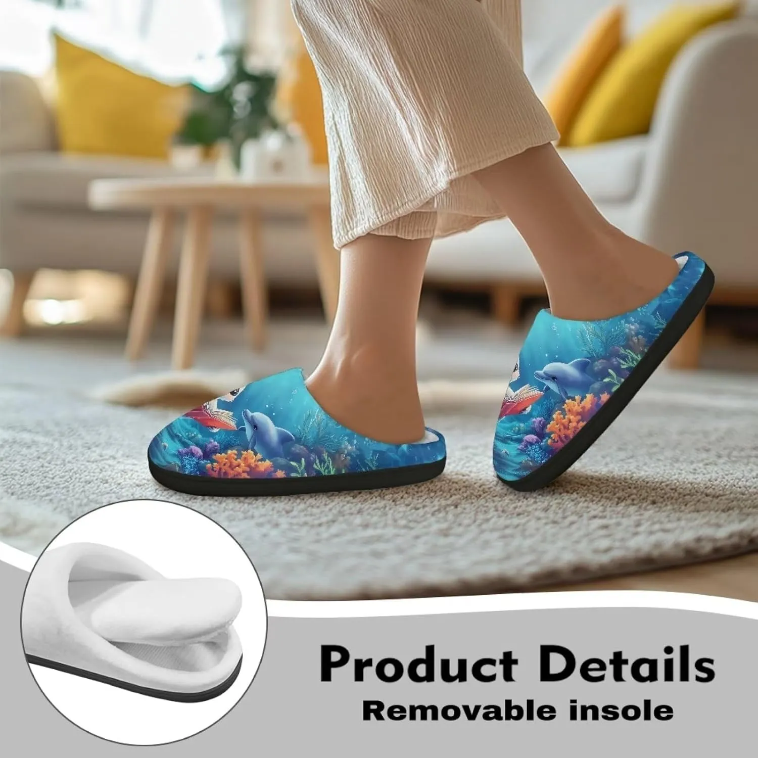 Showudesigns House Slippers for Women Winter Warm Slippers Size 4-12