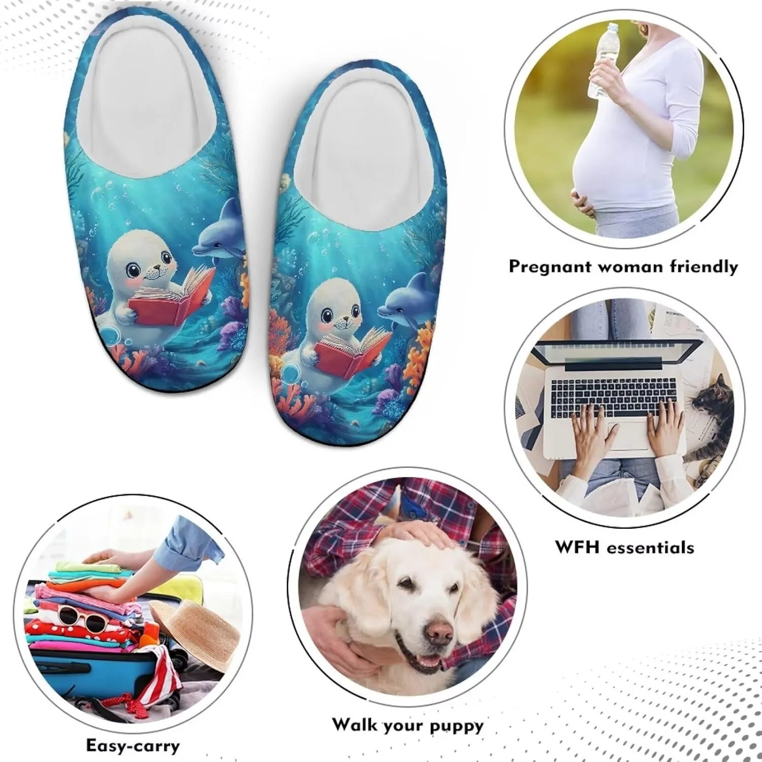 Showudesigns House Slippers for Women Winter Warm Slippers Size 4-12
