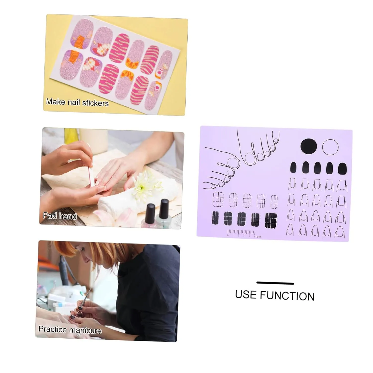 Silicone Nail Art Training Mat Acrylic Nail Art Mat Trainer Nail Stamping Pad Waterproof Washable