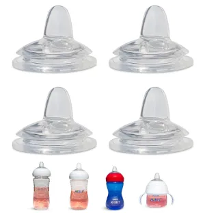 Sippy Spout Nipples for Philips Avent Natural Baby Bottles, My Grippy Spout Sippy Cup and Natural Trainer Sippy Cup | 4-Count | Food Grade Silicone| BPA-Free | 4  Months (Sippy Spout Nipple)
