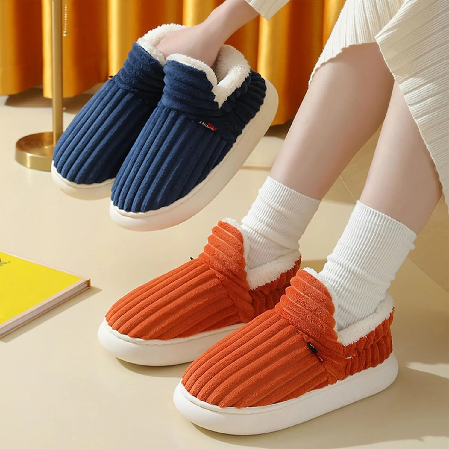 Slipper Booties Winter Warm Slippers, Cloud-Shaped Warm Cozy Slippers Men Women, Warm Fuzzy Winter Slippers for Home