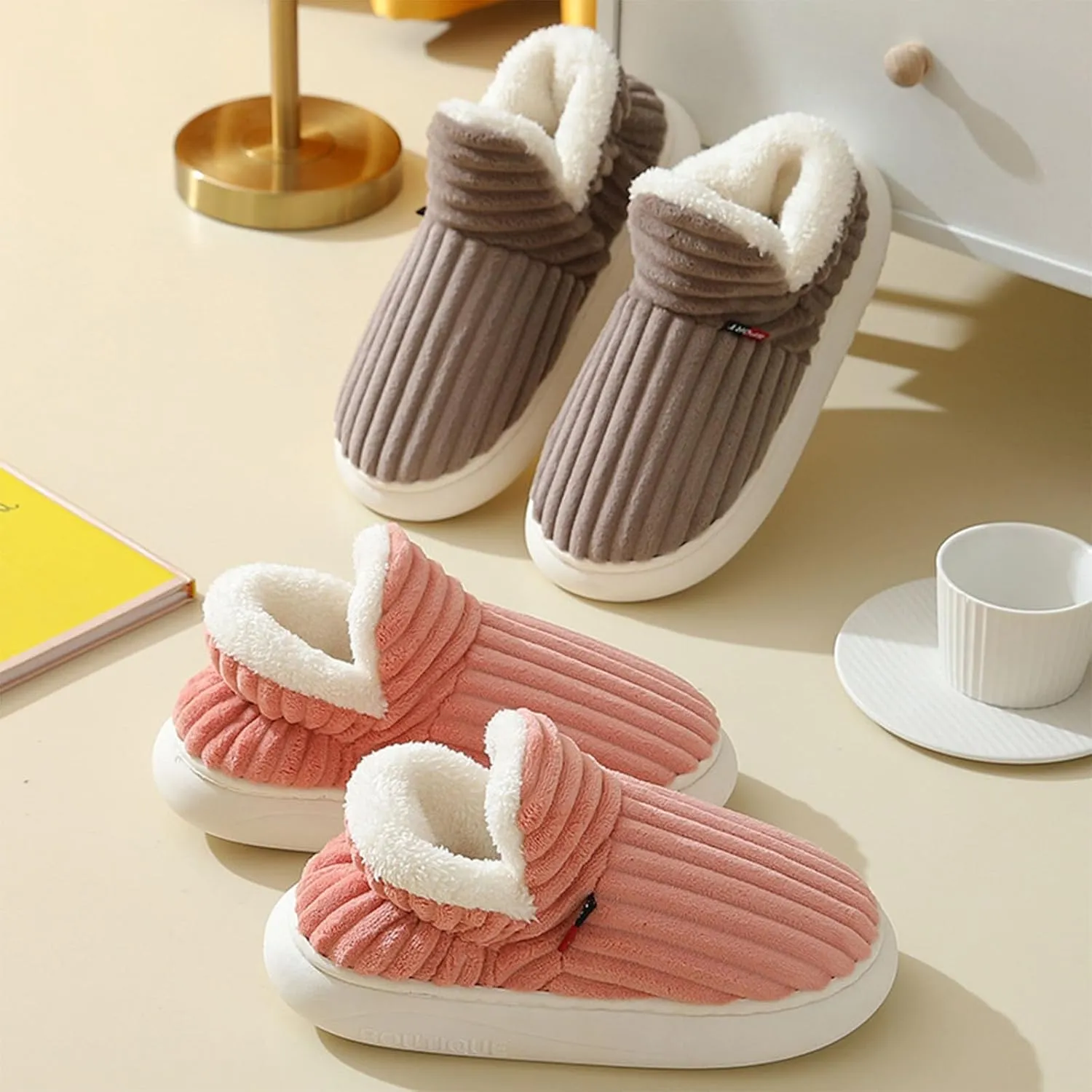 Slipper Booties Winter Warm Slippers, Cloud-Shaped Warm Cozy Slippers Men Women, Warm Fuzzy Winter Slippers for Home