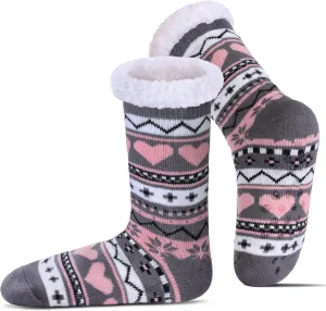 Slipper Socks for Women Fuzzy Non Slip Winter Thick Warm Soft Cozy Fleece Lining Home Socks with Grippers