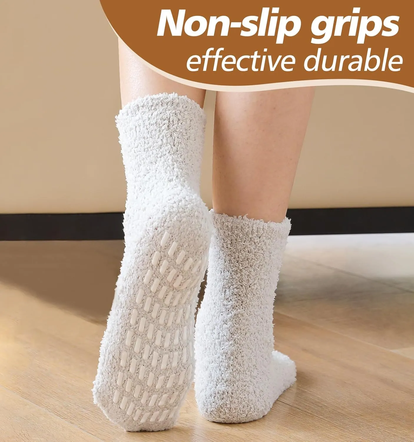 Slipper Socks for Women Men Grip Hospital Socks with Grips Fuzzy Non Slip Warm Womens Gifts