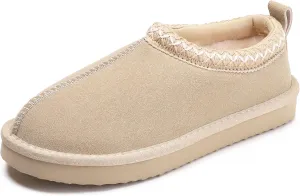 Slippers for Women Genuine Suede Water Resistant Women's Slippers with Memory Foam and Faux Fur Lining Comfy Slippers Gifts for Women Footwear