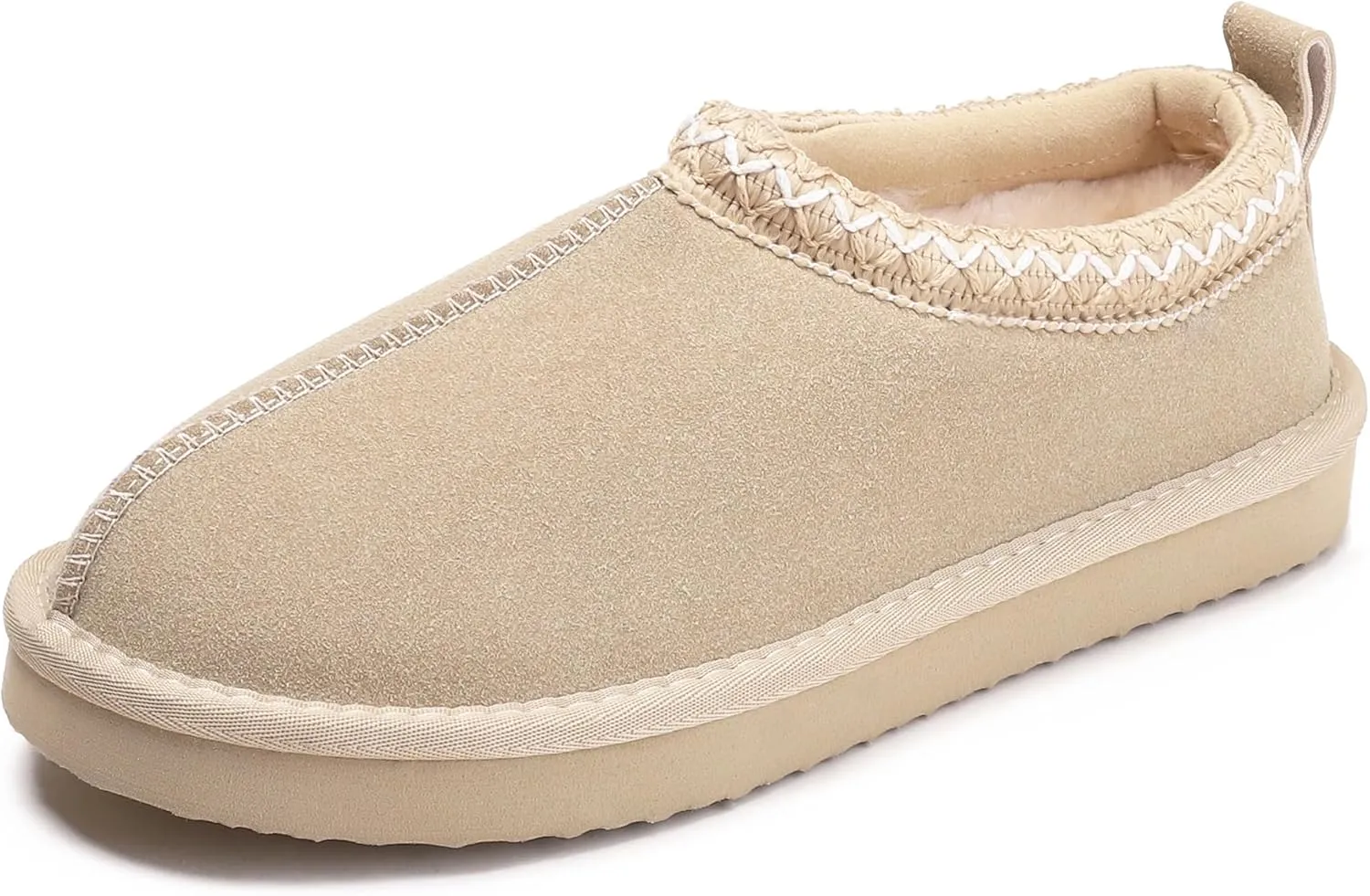 Slippers for Women Genuine Suede Water Resistant Women's Slippers with Memory Foam and Faux Fur Lining Comfy Slippers Gifts for Women Footwear