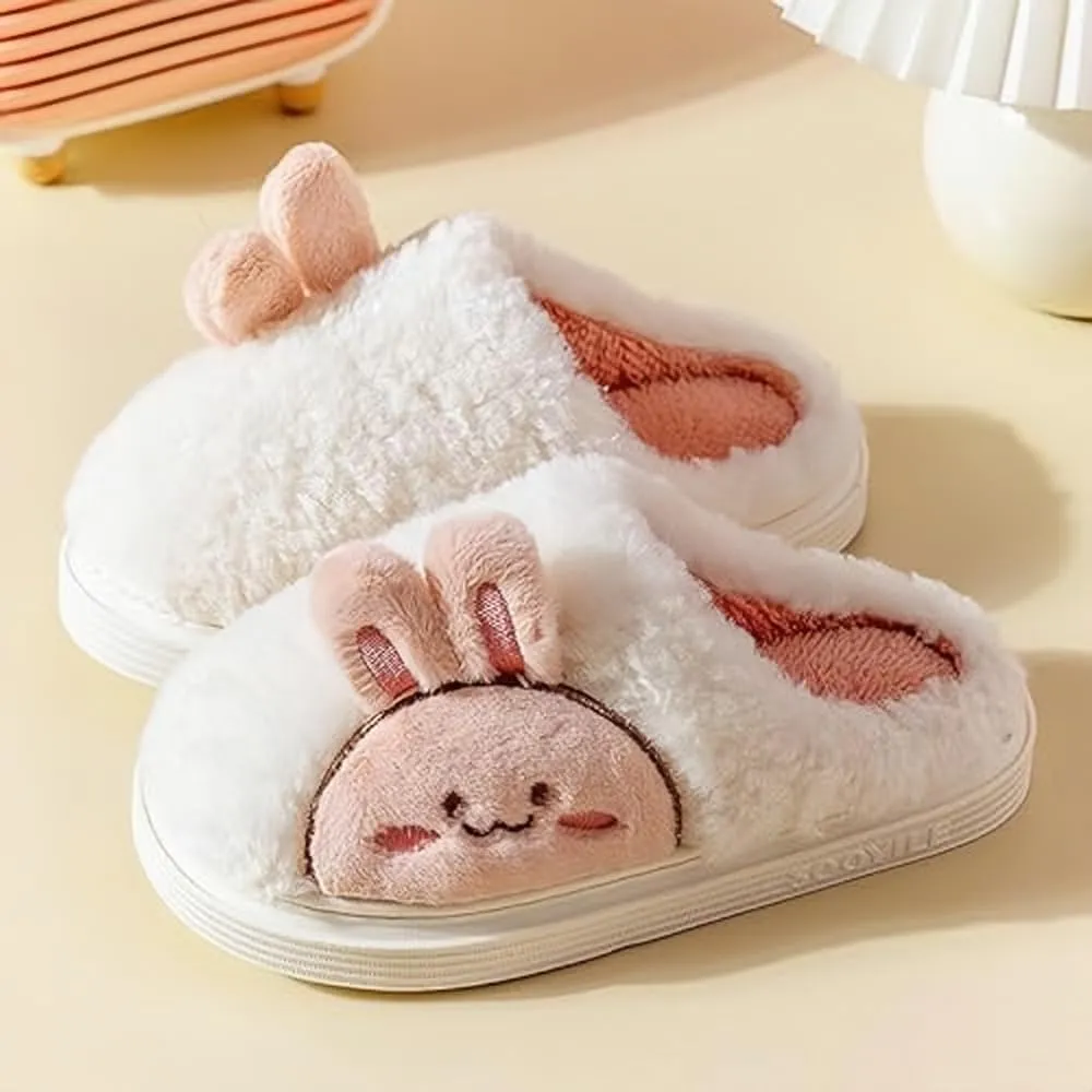 Slippers for Women Indoor Fluffy Cute Bunny Bears Faux Fur Lined Slide Shoes Comfy Memory Foam Fuzzy Slippers