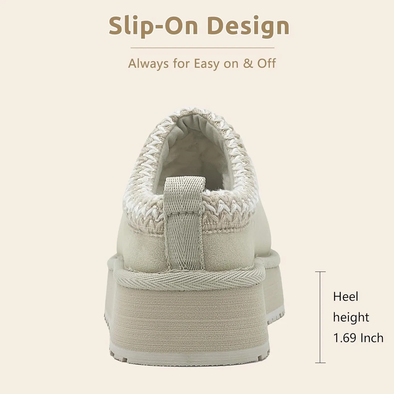 Slippers for Women Platform Mini Boots Comfy Faux Fur Fuzzy Cozy Warm Winter Mules Fluffy House Shoes Indoor and Outdoor
