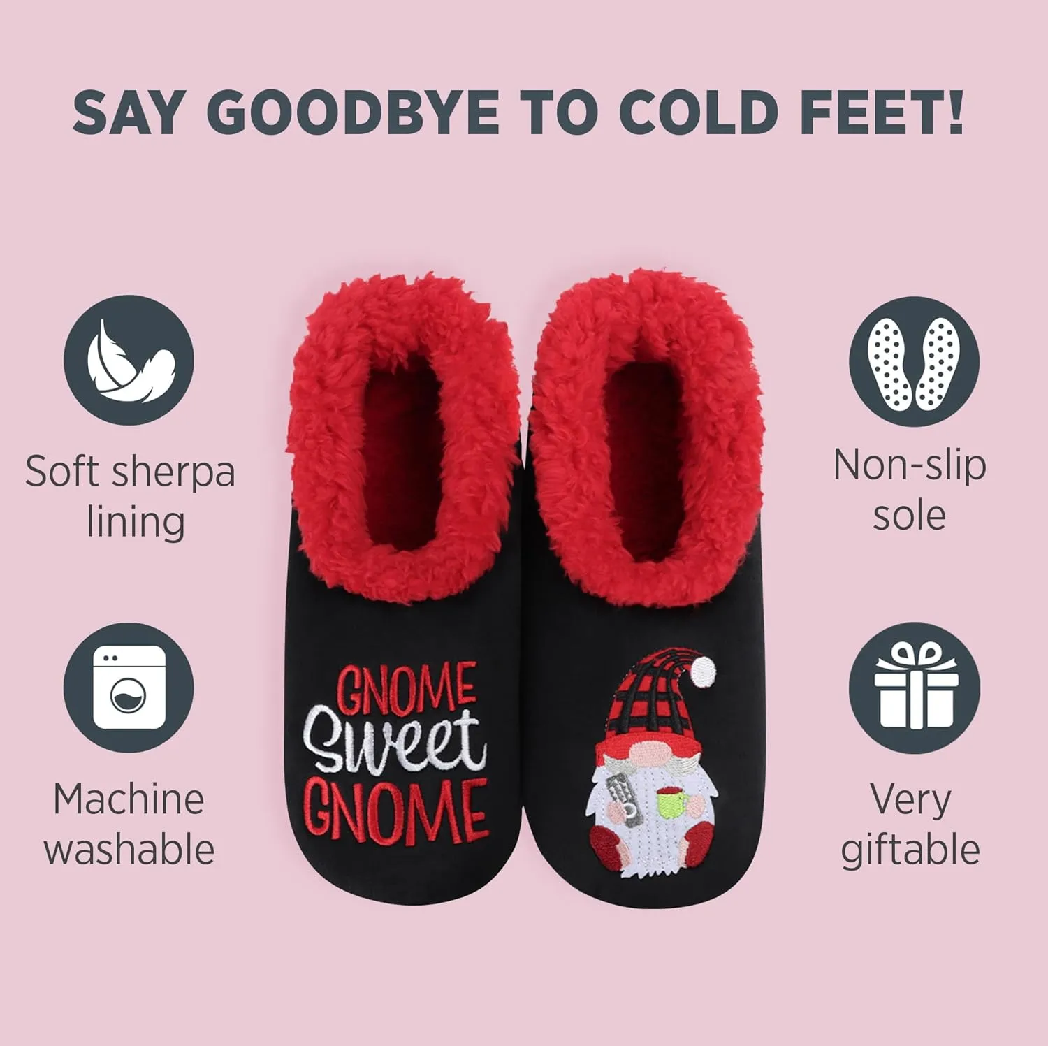 Snoozies Pairable Slipper Socks - Funny House Slippers for Women, Non-Slip Fuzzy Slipper Socks