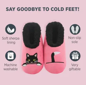 Snoozies Pairable Slipper Socks - Non-Slip Fuzzy Cat Slippers for Women