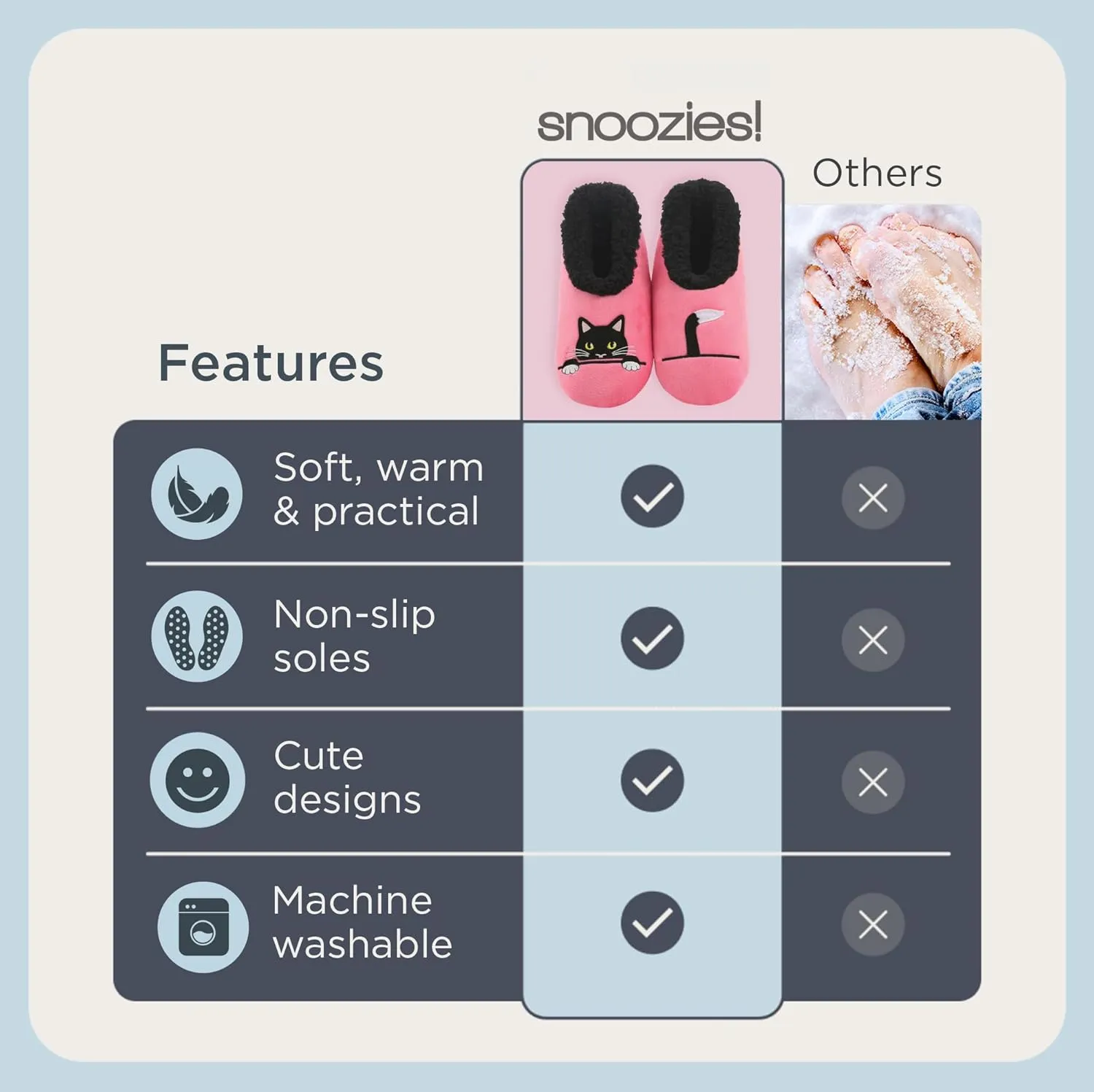 Snoozies Pairable Slipper Socks - Non-Slip Fuzzy Cat Slippers for Women