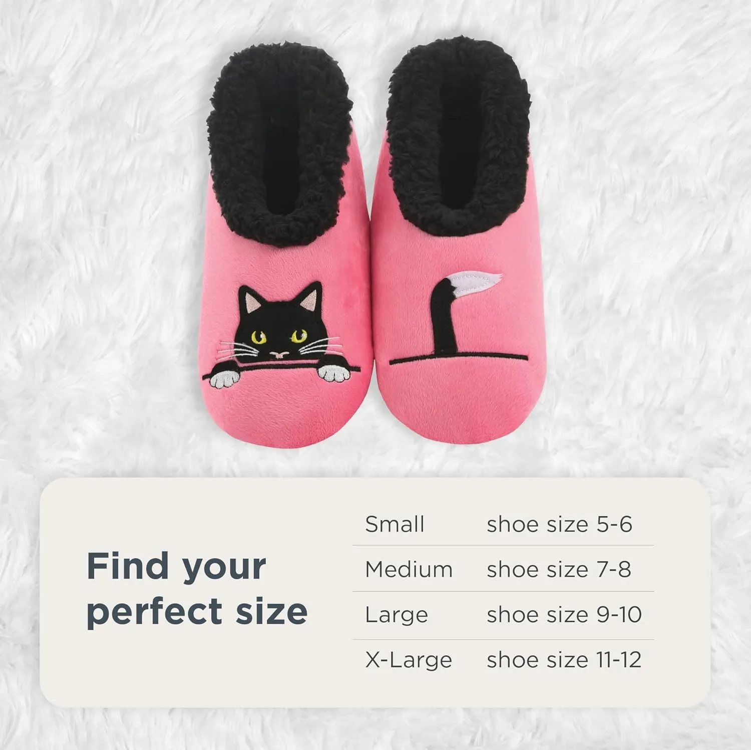 Snoozies Pairable Slipper Socks - Non-Slip Fuzzy Cat Slippers for Women