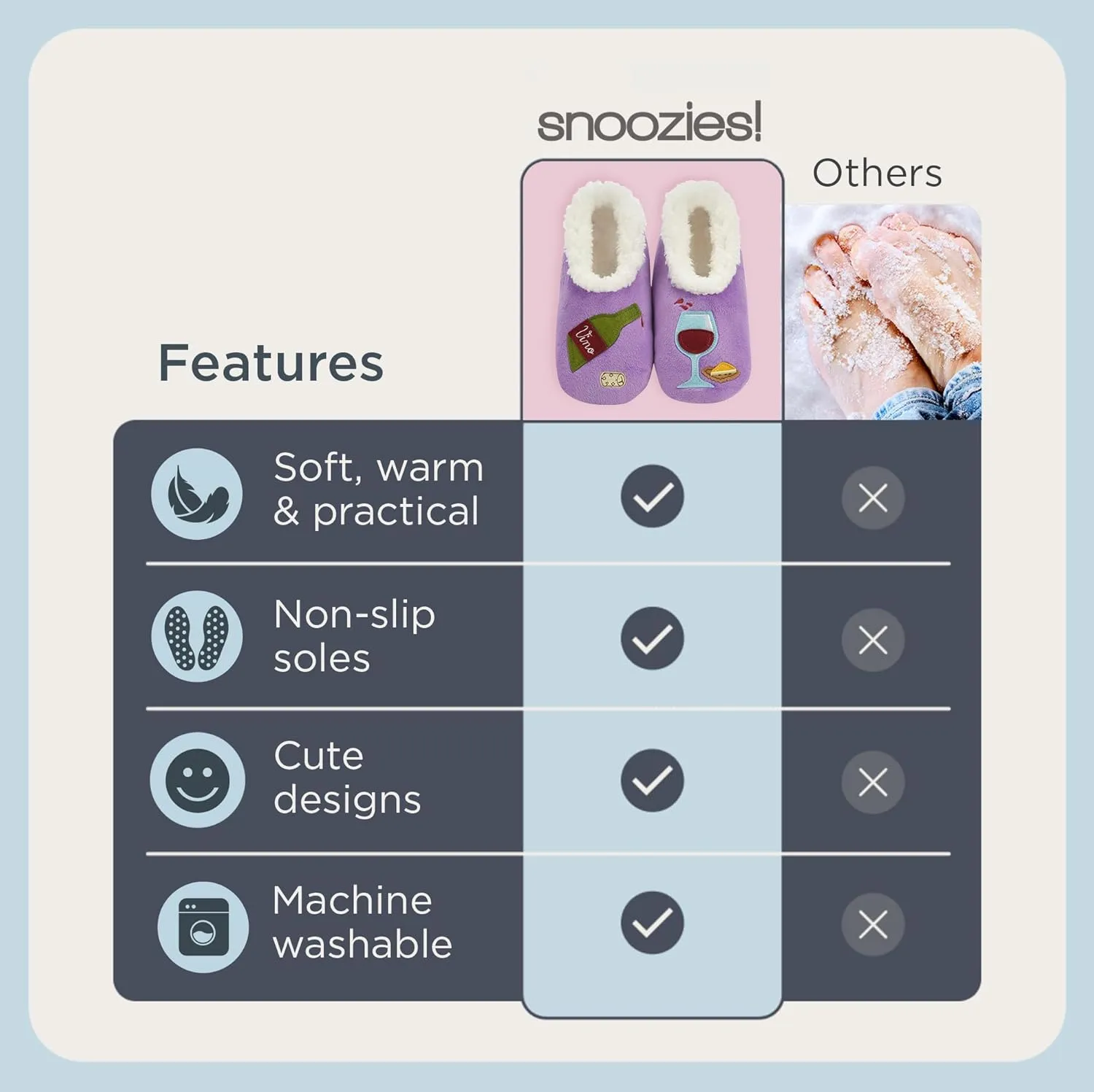 Snoozies Pairables Sherpa-lined Slipper Socks - Fuzzy and Cute Slippers for Women with Non-Slip Sole - Ladies Warm Slippers