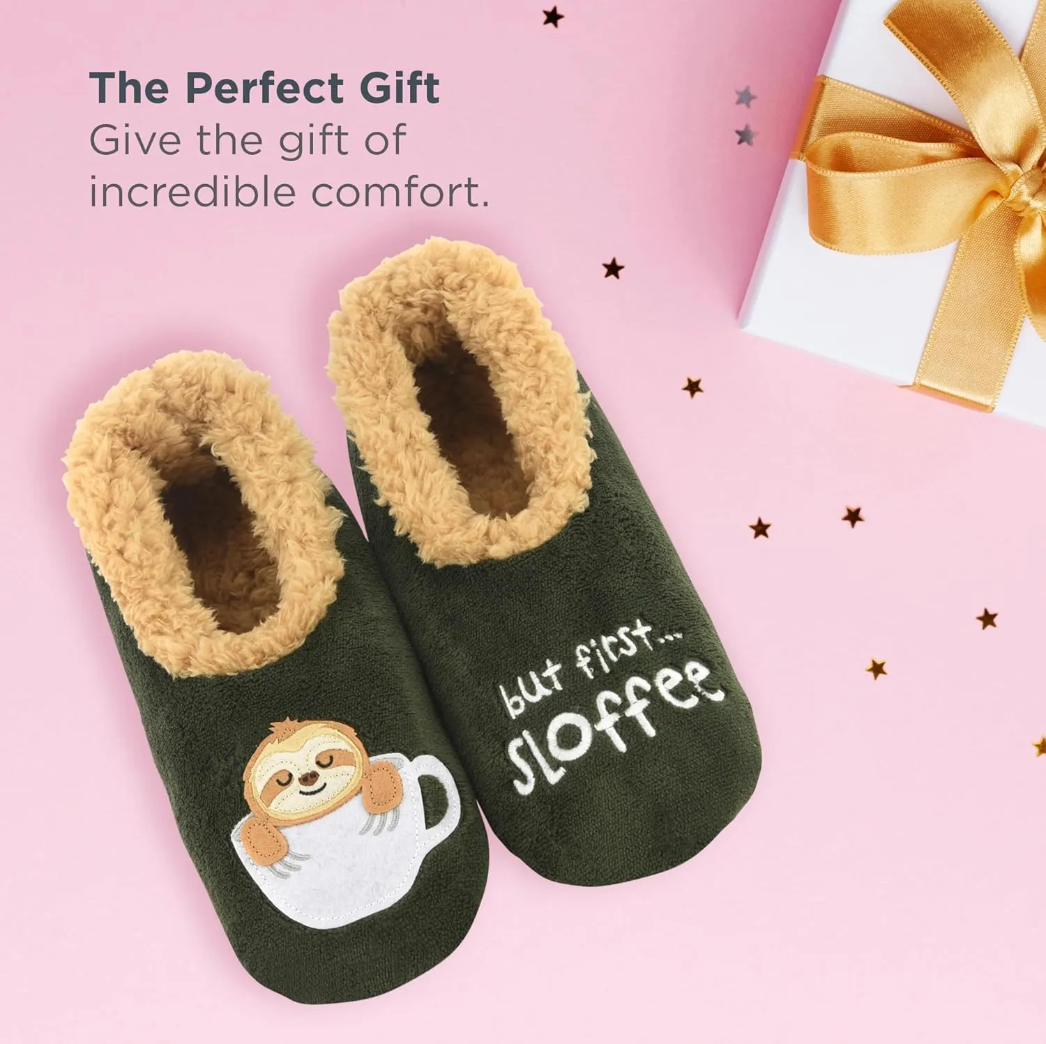 Snoozies Pairables Sherpa-lined Slipper Socks - Fuzzy and Cute Slippers for Women with Non-Slip Sole - Ladies Warm Slippers