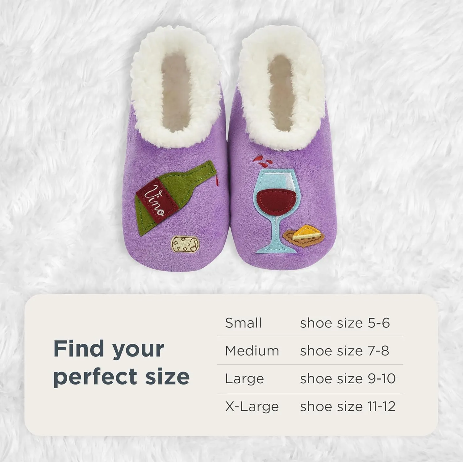 Snoozies Pairables Sherpa-lined Slipper Socks - Fuzzy and Cute Slippers for Women with Non-Slip Sole - Ladies Warm Slippers
