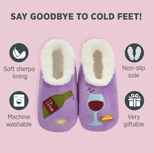 Snoozies Pairables Sherpa-lined Slipper Socks - Fuzzy and Cute Slippers for Women with Non-Slip Sole - Ladies Warm Slippers