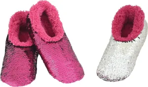 Snoozies Sequin Slippers for Women - Fancy Glitters, Comfy and Cozy Sparkly Non-Slip Womens Slippers Socks