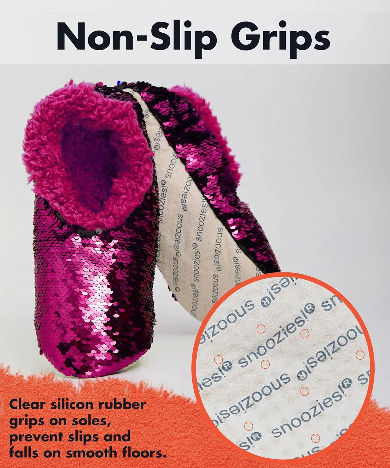 Snoozies Sequin Slippers for Women - Fancy Glitters, Comfy and Cozy Sparkly Non-Slip Womens Slippers Socks