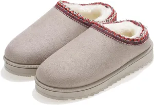 Snow Boots Slippers for Women Indoor Outdoor Girls Slip On Shoes Comfy Warm Soft Platform House Slipper Winter Ladies Closed Back Boot