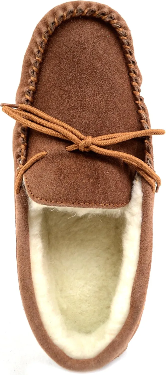 SNUGRUGS Men's Alfie Wool Lined Suede Sole Moccasin Slipper