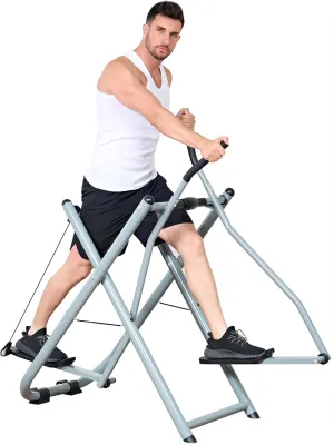 soges Air Walk Trainer for Full Body Workout, Low Impact Elliptical Glider Machine with Monitor for Home Gym, No Hurt to Knees Exercise Machine Supports 220 lbs, Silver and Black